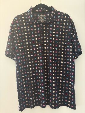 Barstool Men’s Black Polo with Colorful Donuts